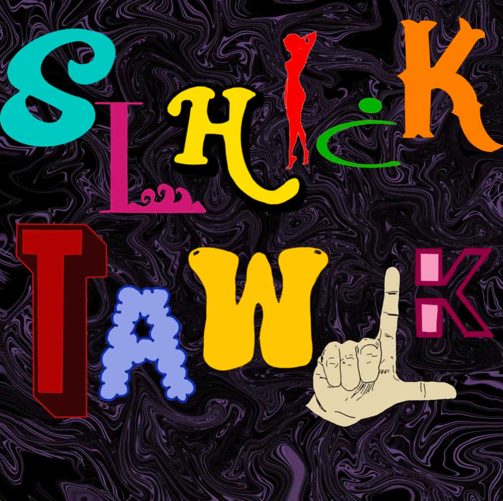 Colourful cover artwork utilising body parts and typography for the single - 'Slhick Tawlk'