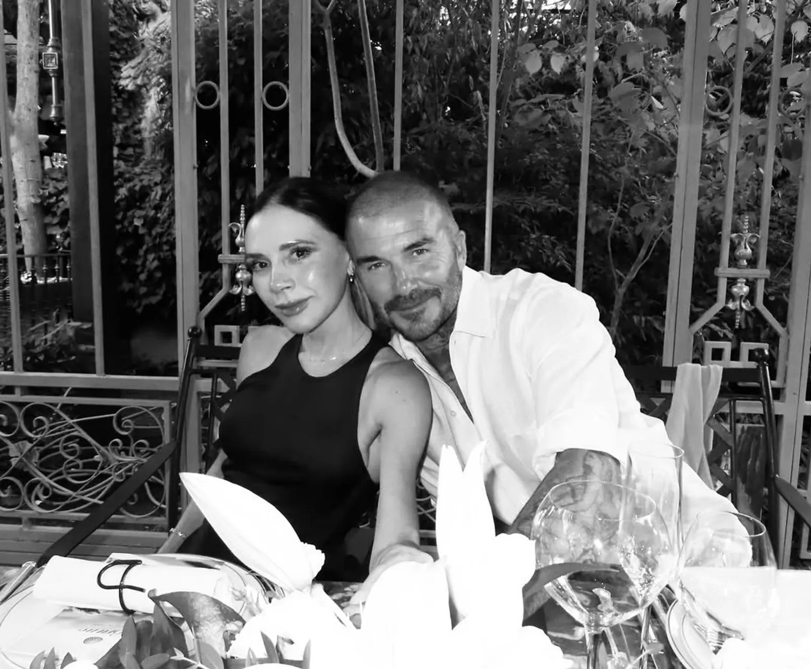 David and Victoria Beckham at Chez Bruno.