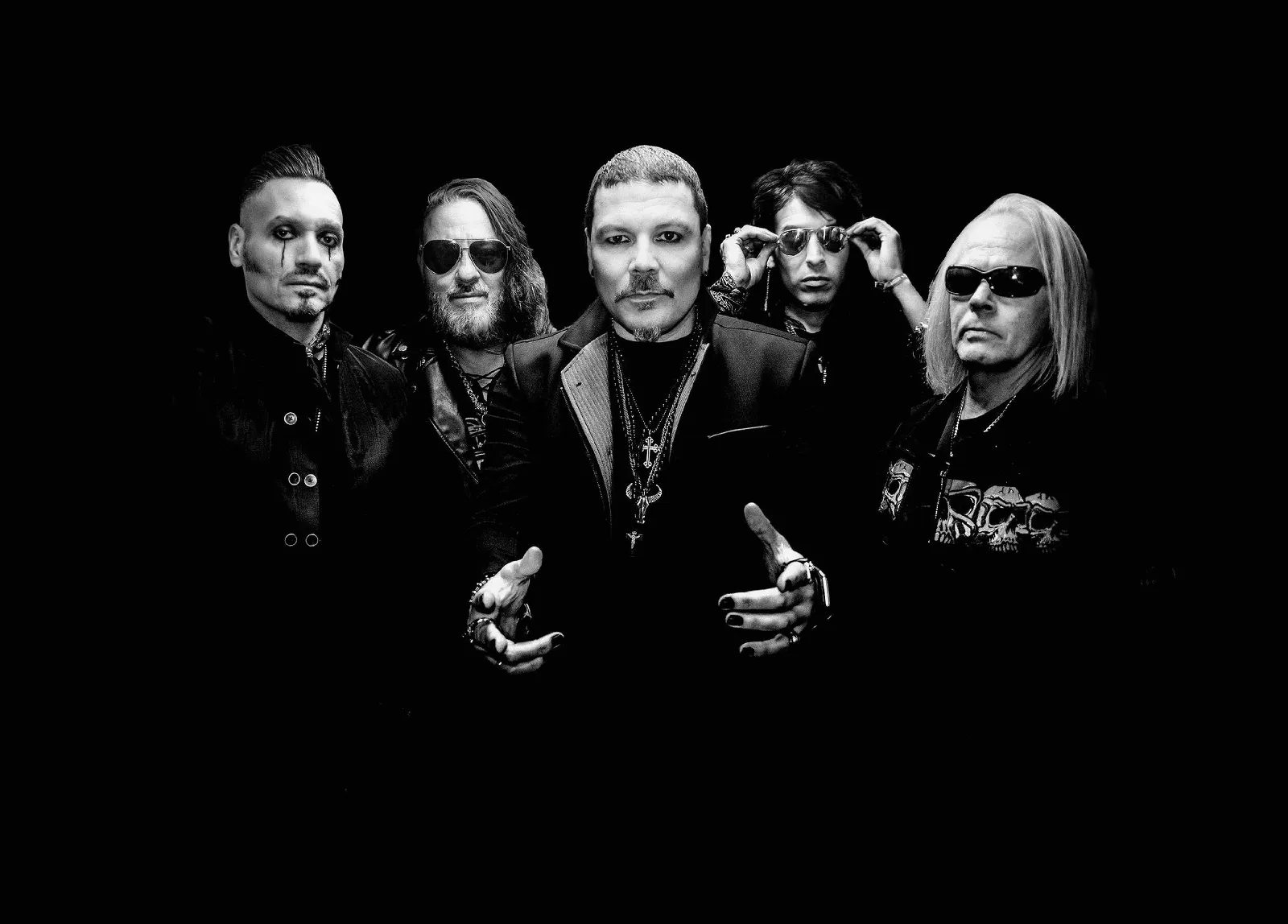 Promotional photo of rock group KILLCODE members Tom Morrissey, Chas, Erric Bonesmith, and Rob Noxious.