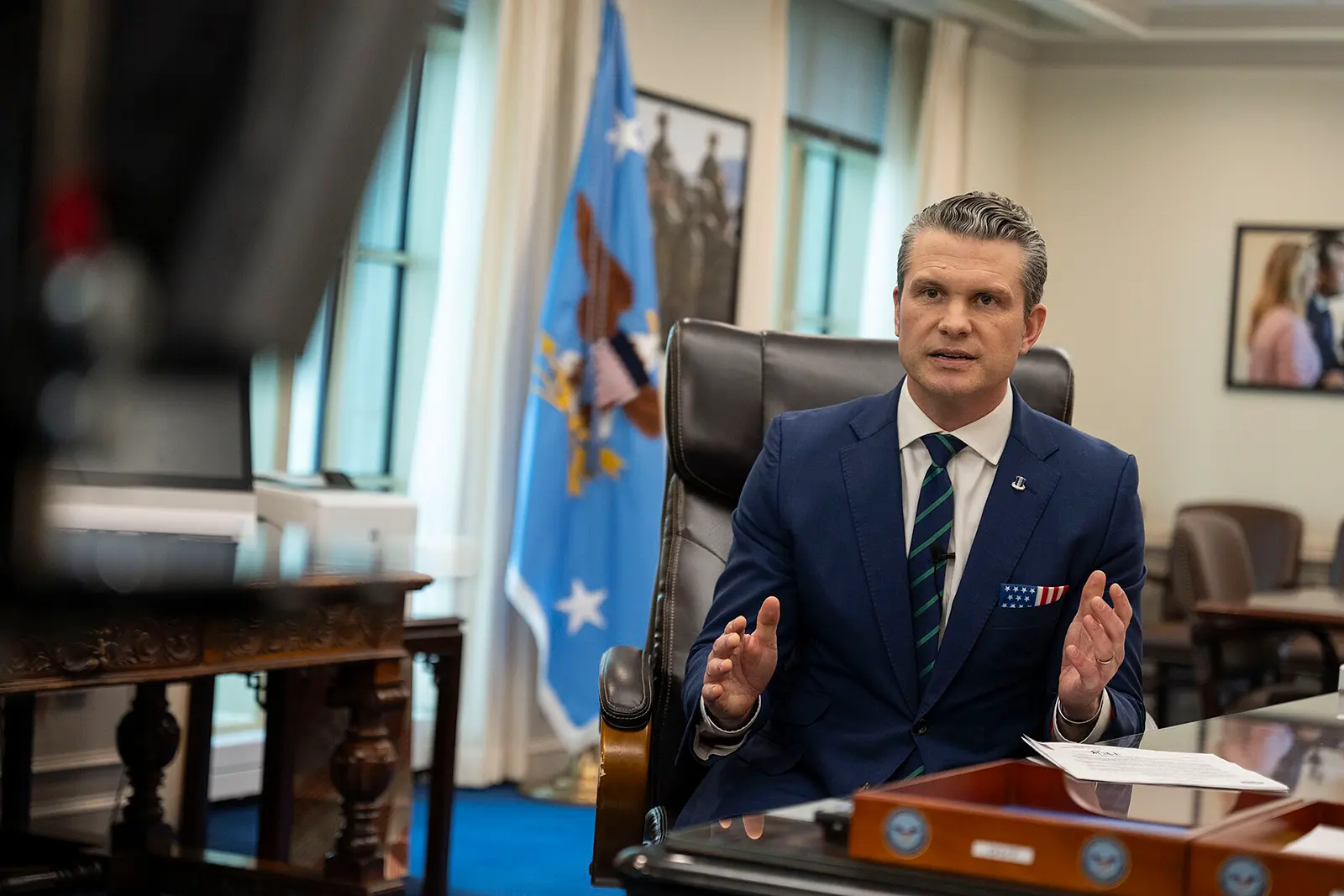 US Secretary of Defense Pete Hegseth delivers remarks at the Pentagon in February 2025.