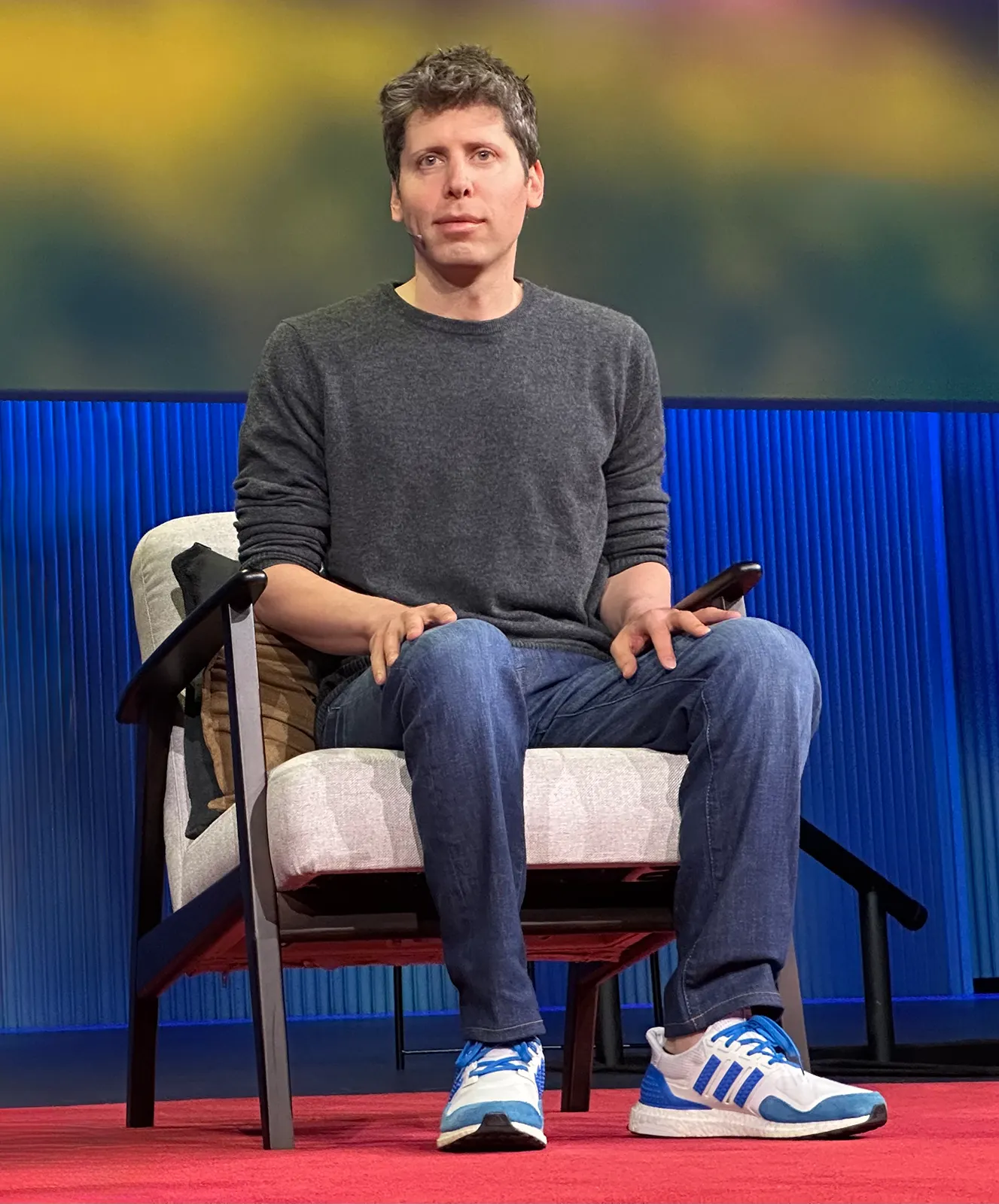 Sam Altman speaking on stage at TED in Vancouver in April 2025.