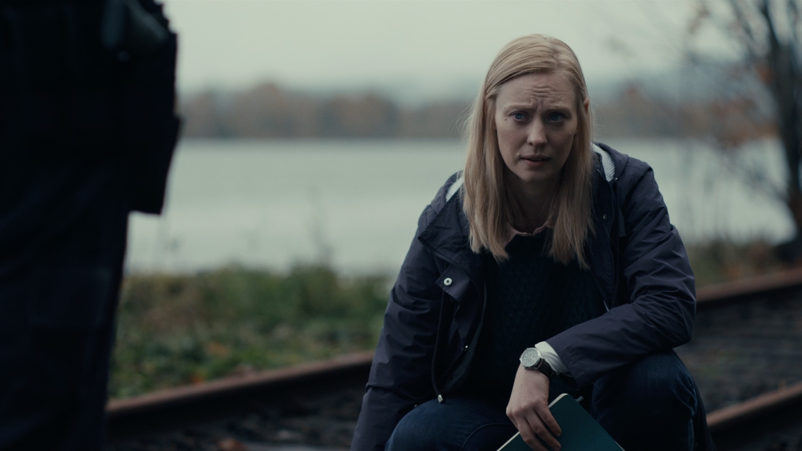 Deborah Ann Woll on lcoation in a still from the 2026 horror film, The Cycle.